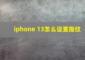 iphone 13怎么设置指纹